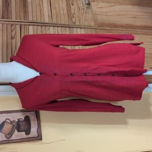 J. Jill Red Button-Up Embroidered Tunic Top XS